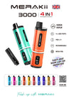 Merakii 3000 Puffs Disposable Vape 4 in 1 Pod System Kit Box of 5 - VapingSupplier